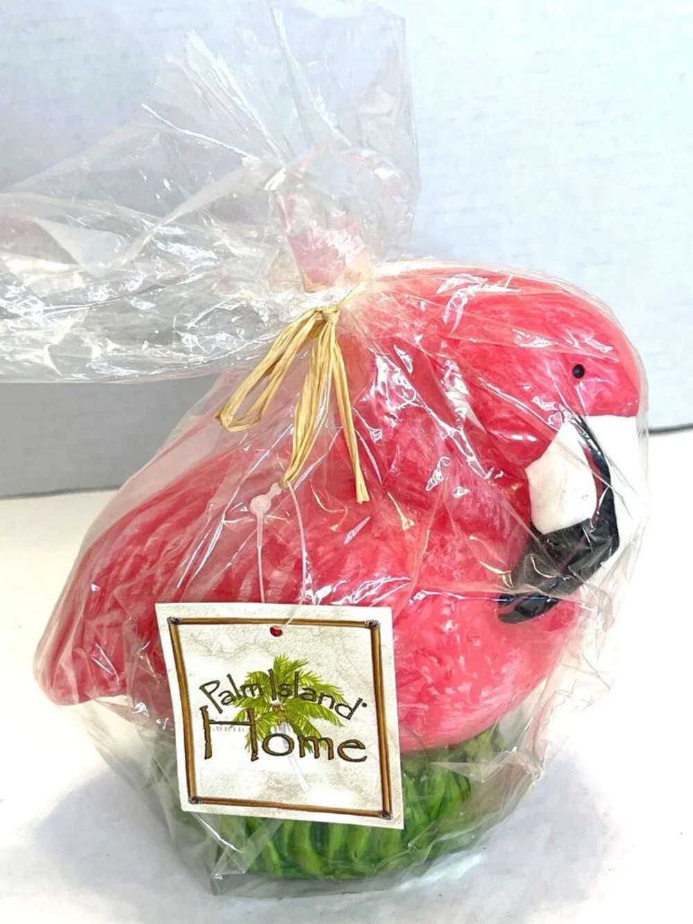 VTG Pink Flamingo Bird Candle Tropical Florida Palm Island Home Décor Wax NWT